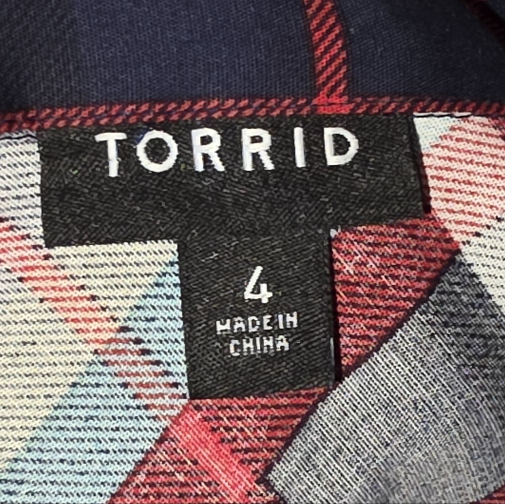 Torrid Womens Plus Size 4 Plaid Sleeveless Button Front Belted Shirt Dress Navy - Picture 8 of 9